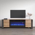 Vesta TV Stand Wood – Grey Fireplace