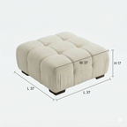 Munich Modern Modular Sectional Sofa – White Beige Fabric with Chaise Lounge
