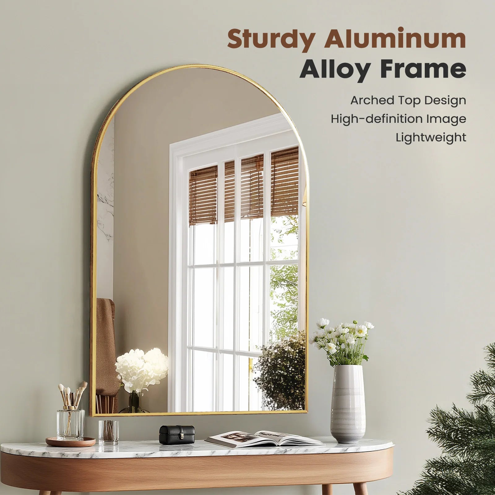Black or Gold Arched Wall Mirror