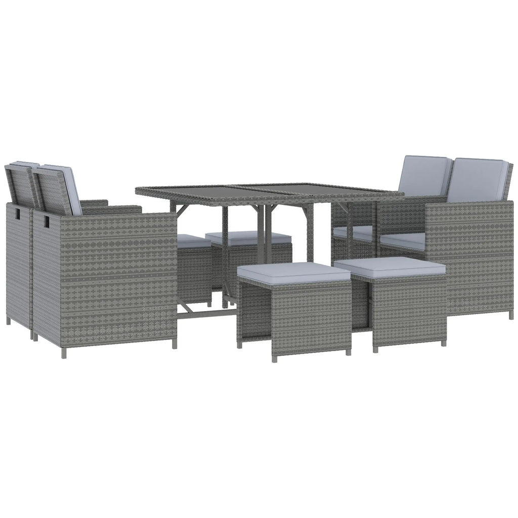 9-Piece All-Weather Rattan Nesting Dining Set