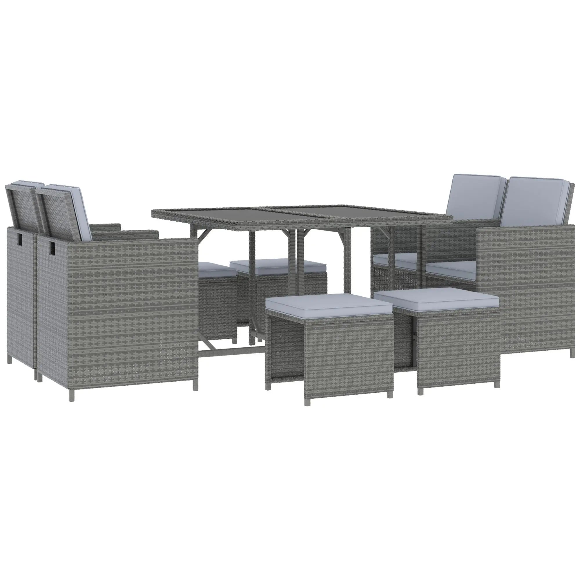 9-Piece All-Weather Rattan Nesting Dining Set