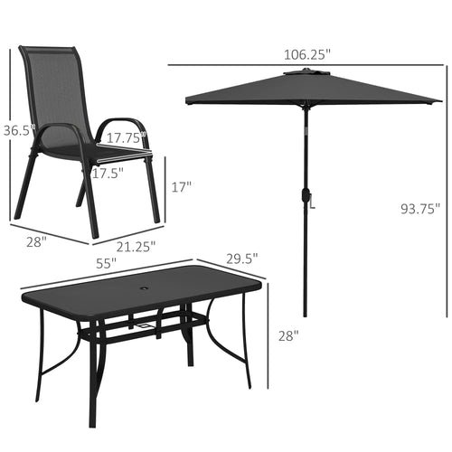 8-Piece Outdoor Patio Dining Set with Umbrella