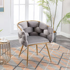 Luxury Gray Velvet Accent Chair Modern Upholstered Single Sofa for Bedroom & Living Room