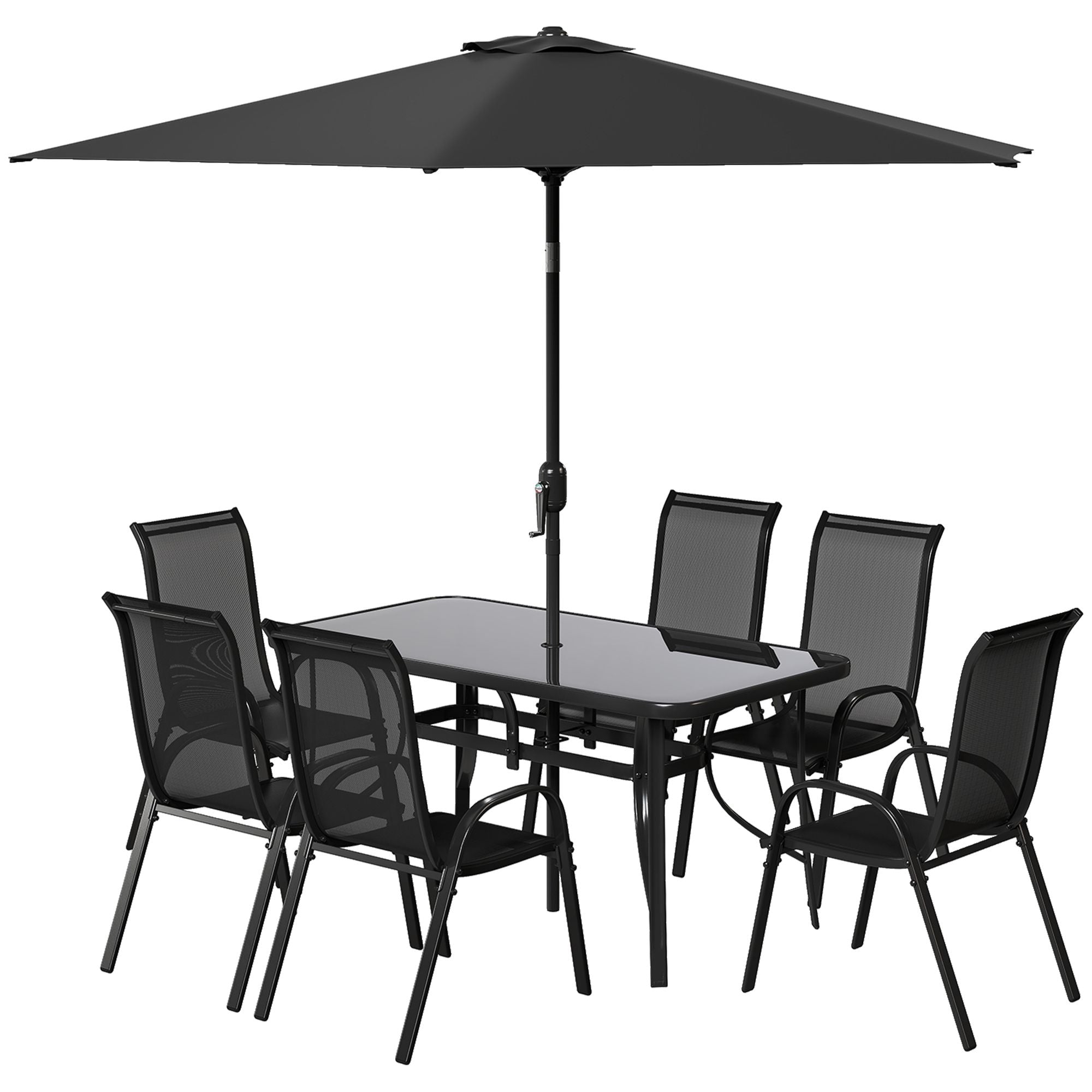 8-Piece Outdoor Patio Dining Set with Umbrella