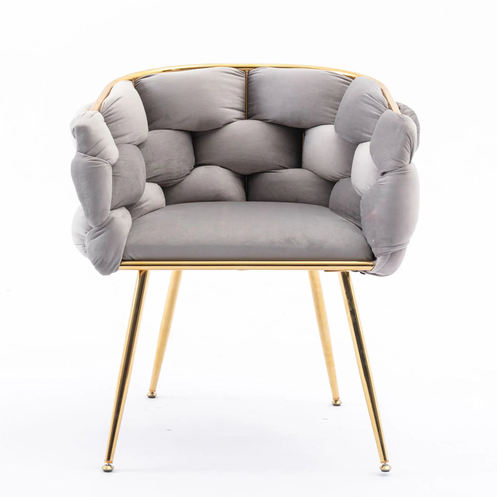 Luxury Gray Velvet Accent Chair Modern Upholstered Single Sofa for Bedroom & Living Room