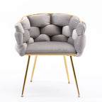 Luxury Gray Velvet Accent Chair Modern Upholstered Single Sofa for Bedroom & Living Room