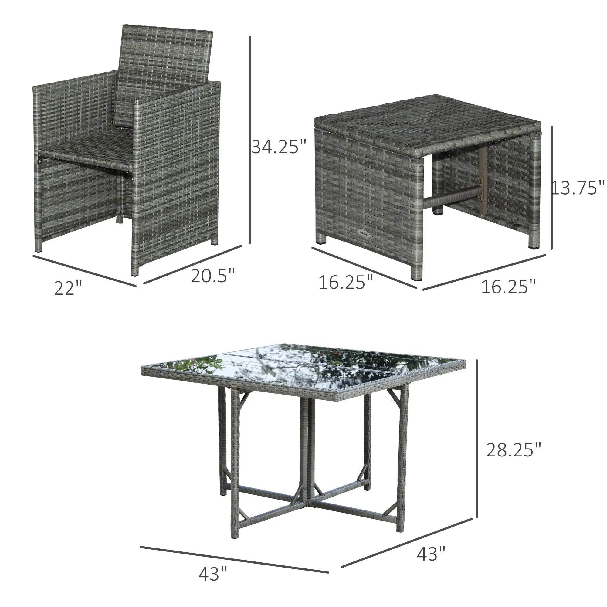 9-Piece All-Weather Rattan Nesting Dining Set