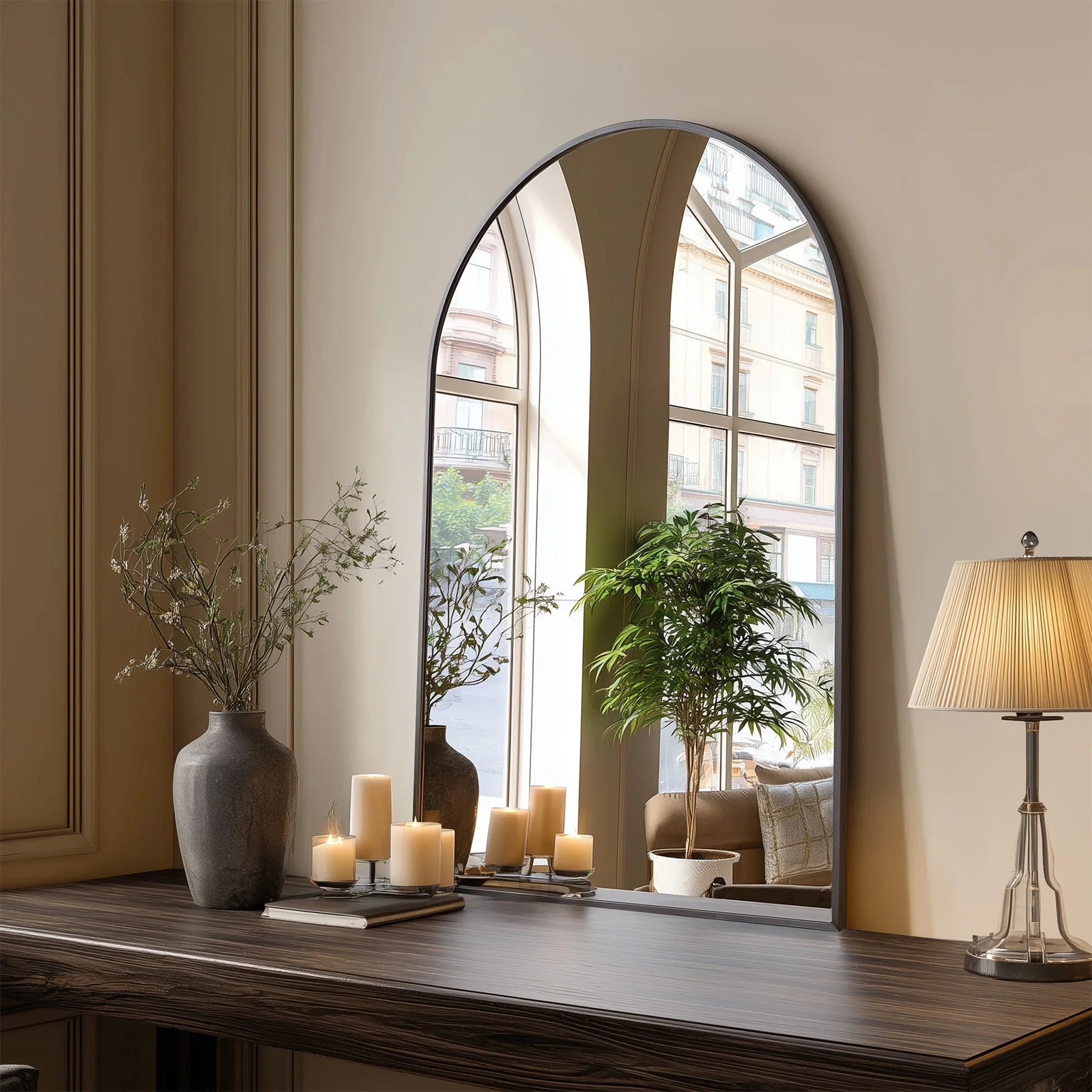 Black or Gold Arched Wall Mirror