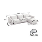 Chenille L-Shaped Modular Sofa with Ottoman – Soft Upholstery + Ground-Hugging Lazy Style, Relaxed Vibe Living Room Sofa