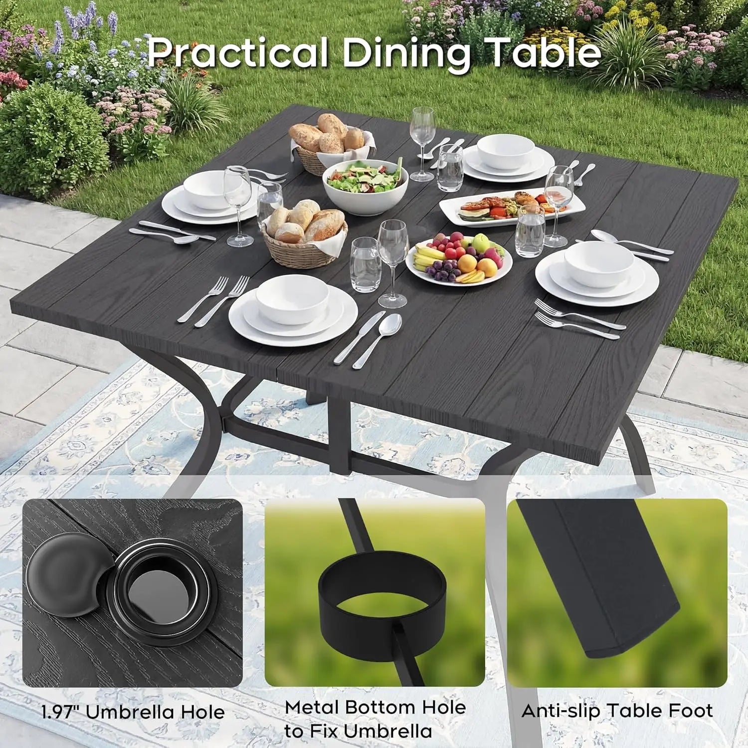 Modern 5-Piece Metal Patio Dining Set – Outdoor Table & 4 Chairs with – Jay's Furniture