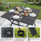 Modern 5-Piece Metal Patio Dining Set – Outdoor Table & 4 Chairs with Umbrella Hole