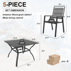 Modern 5-Piece Metal Patio Dining Set – Outdoor Table & 4 Chairs with Umbrella Hole