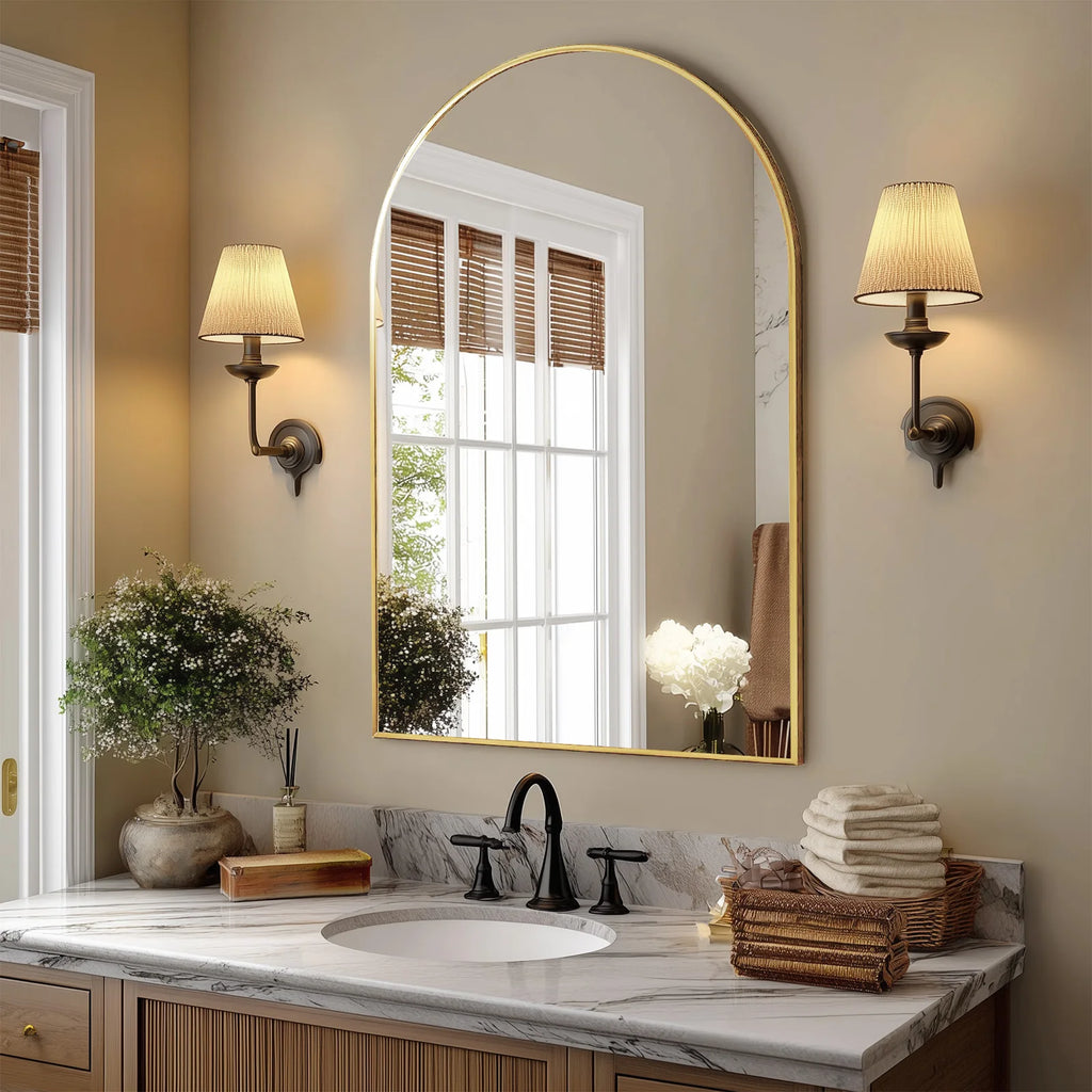 Black or Gold Arched Wall Mirror
