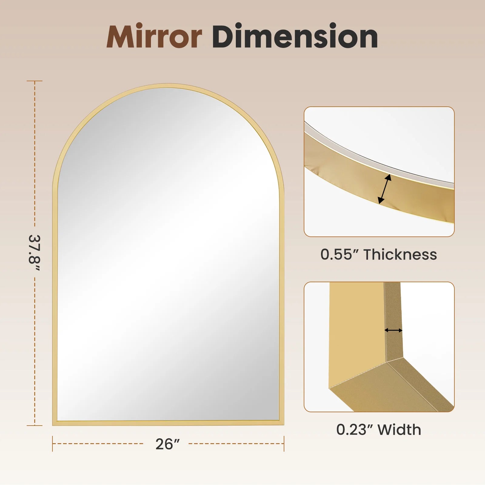 Black or Gold Arched Wall Mirror
