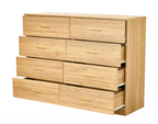 Natural Wood 8 Drawer Dresser – Modern Oak Storage Dresser