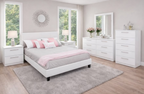 Rio Modern Bedroom 6PC Set with Chrome Handles- White