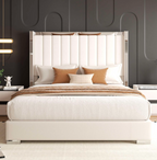 Elegant Velvet Platform Bed with Chrome Accents