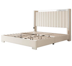 Elegant Velvet Platform Bed with Chrome Accents
