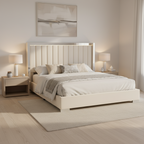 Elegant Velvet Platform Bed with Chrome Accents