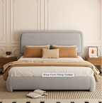 Fluffy Boucle Platform Bed Frame with Height Adjustable Headboard