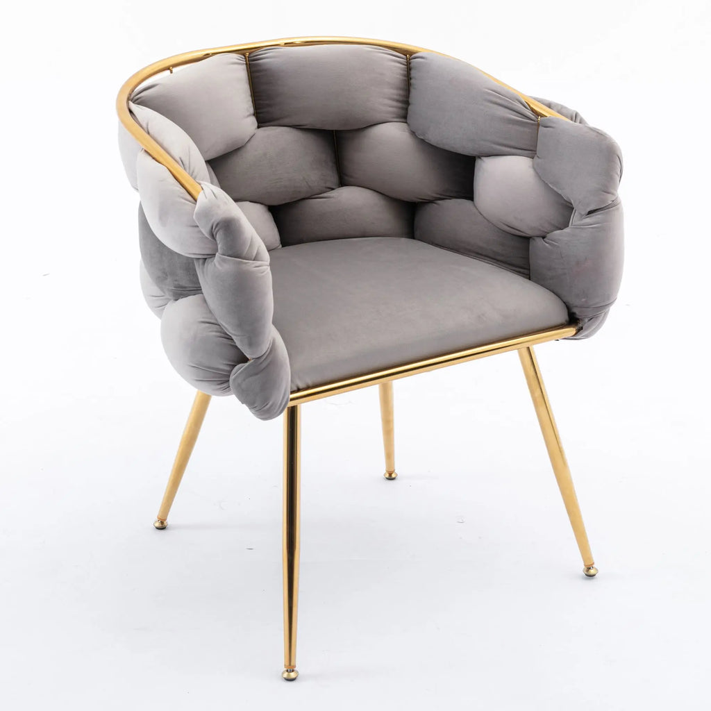 Luxury Gray Velvet Accent Chair Modern Upholstered Single Sofa for Bedroom & Living Room