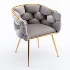 Luxury Gray Velvet Accent Chair Modern Upholstered Single Sofa for Bedroom & Living Room