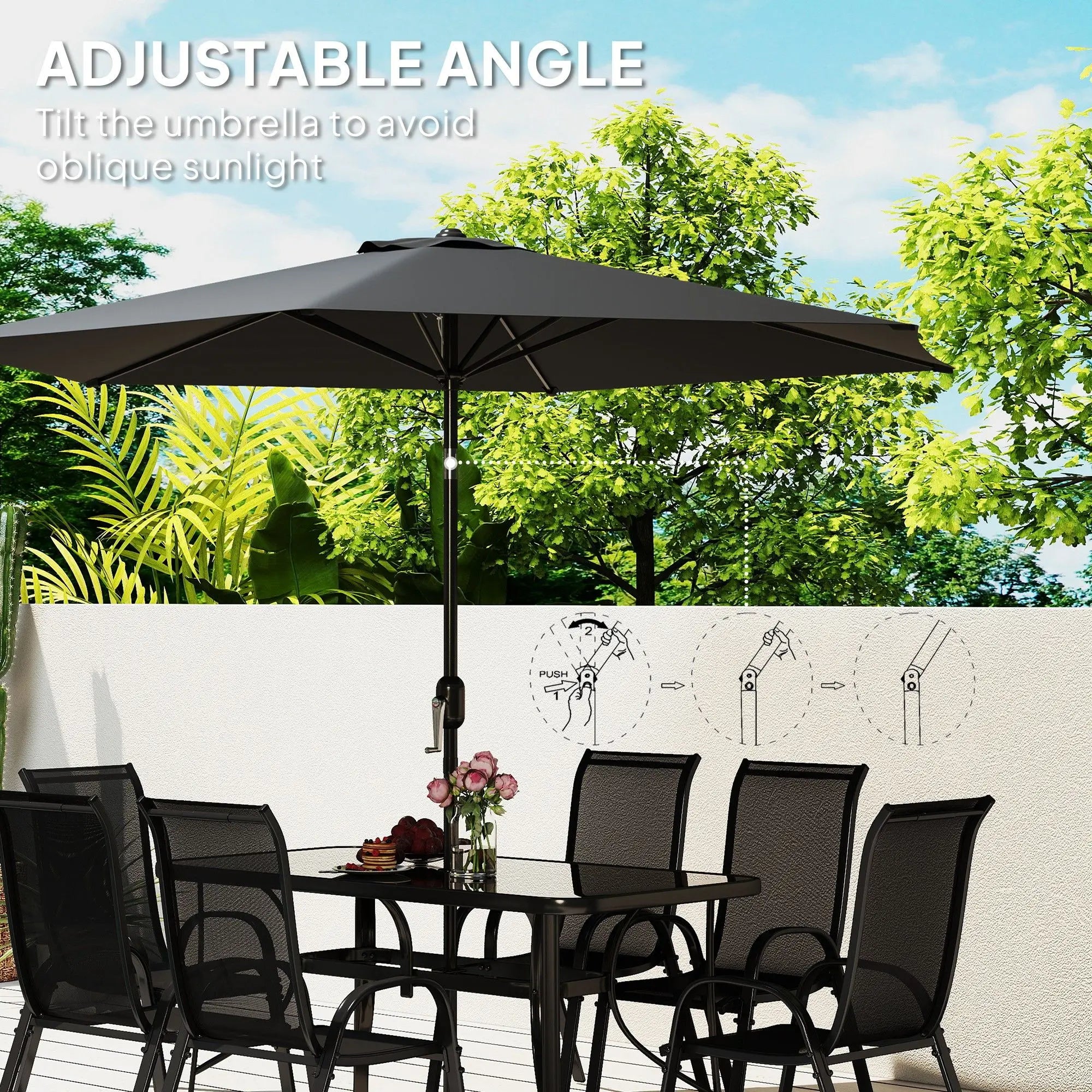 8-Piece Outdoor Patio Dining Set with Umbrella
