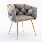 Luxury Gray Velvet Accent Chair Modern Upholstered Single Sofa for Bedroom & Living Room