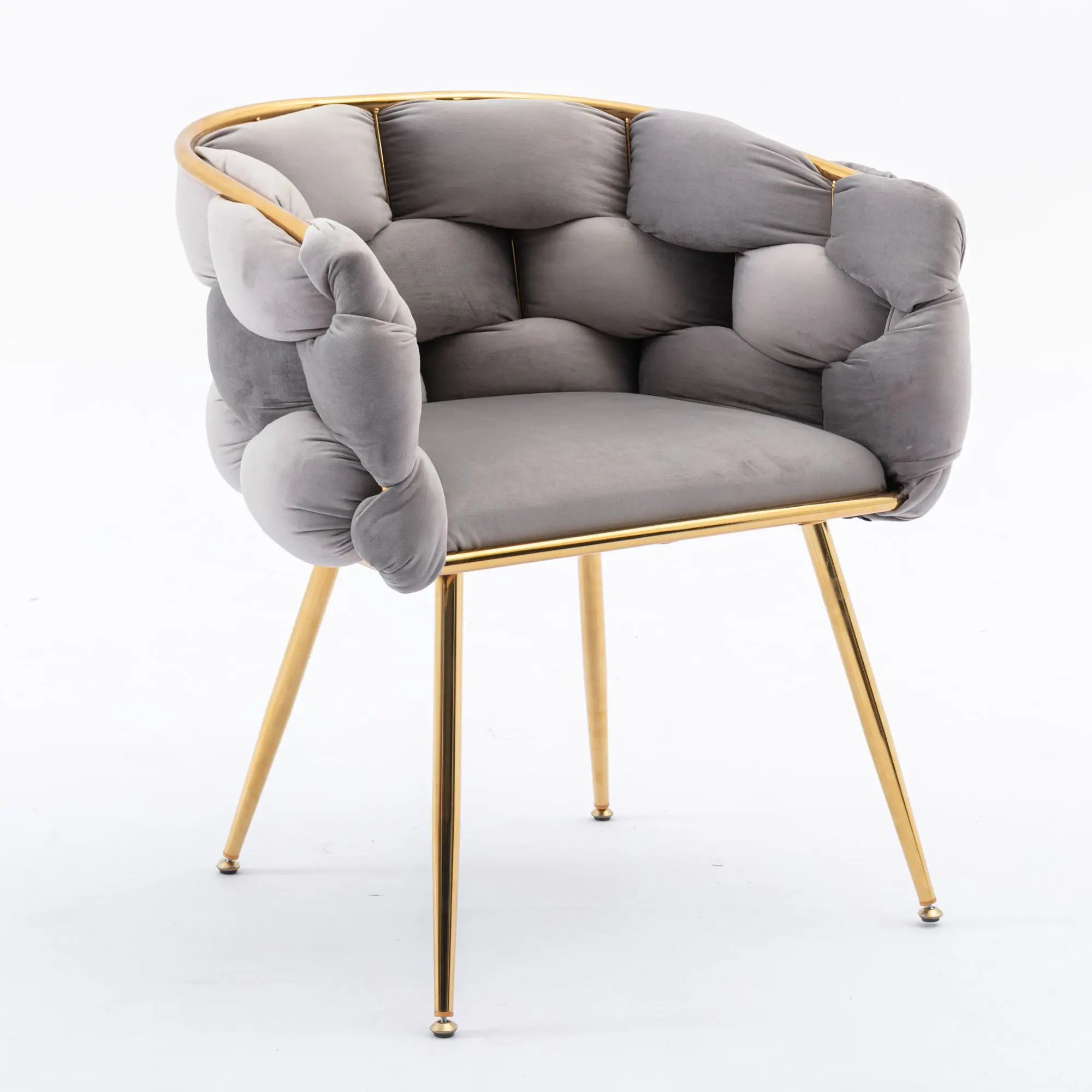 Luxury Gray Velvet Accent Chair Modern Upholstered Single Sofa for Bedroom & Living Room