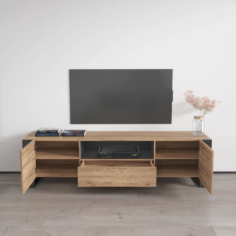 The Vesta TV Stand Wood – Grey
