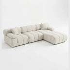 Munich Modern Modular Sectional Sofa – White Beige Fabric with Chaise Lounge