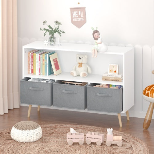 Kids Bookshelf & Toy Storage Organizer with Fabric Drawers