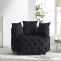 Pink or Black Modern Tufted Round Barrel Accent Chair with Pillows
