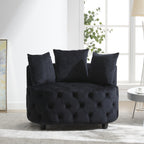 Pink or Black Modern Tufted Round Barrel Accent Chair with Pillows