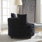 Pink or Black Modern Tufted Round Barrel Accent Chair with Pillows