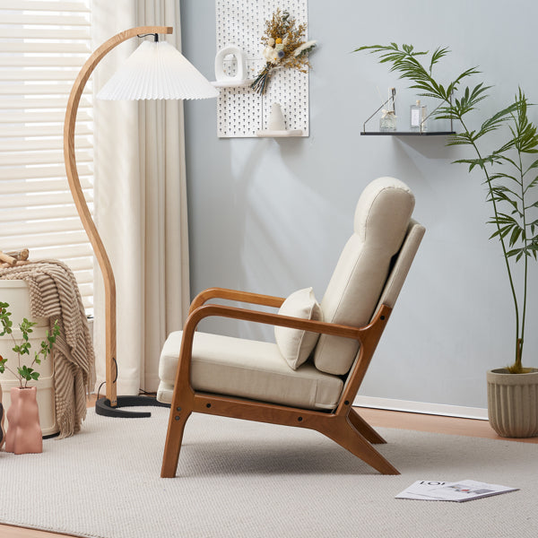 Mid-Century Modern Accent Chair with Solid Wood Frame