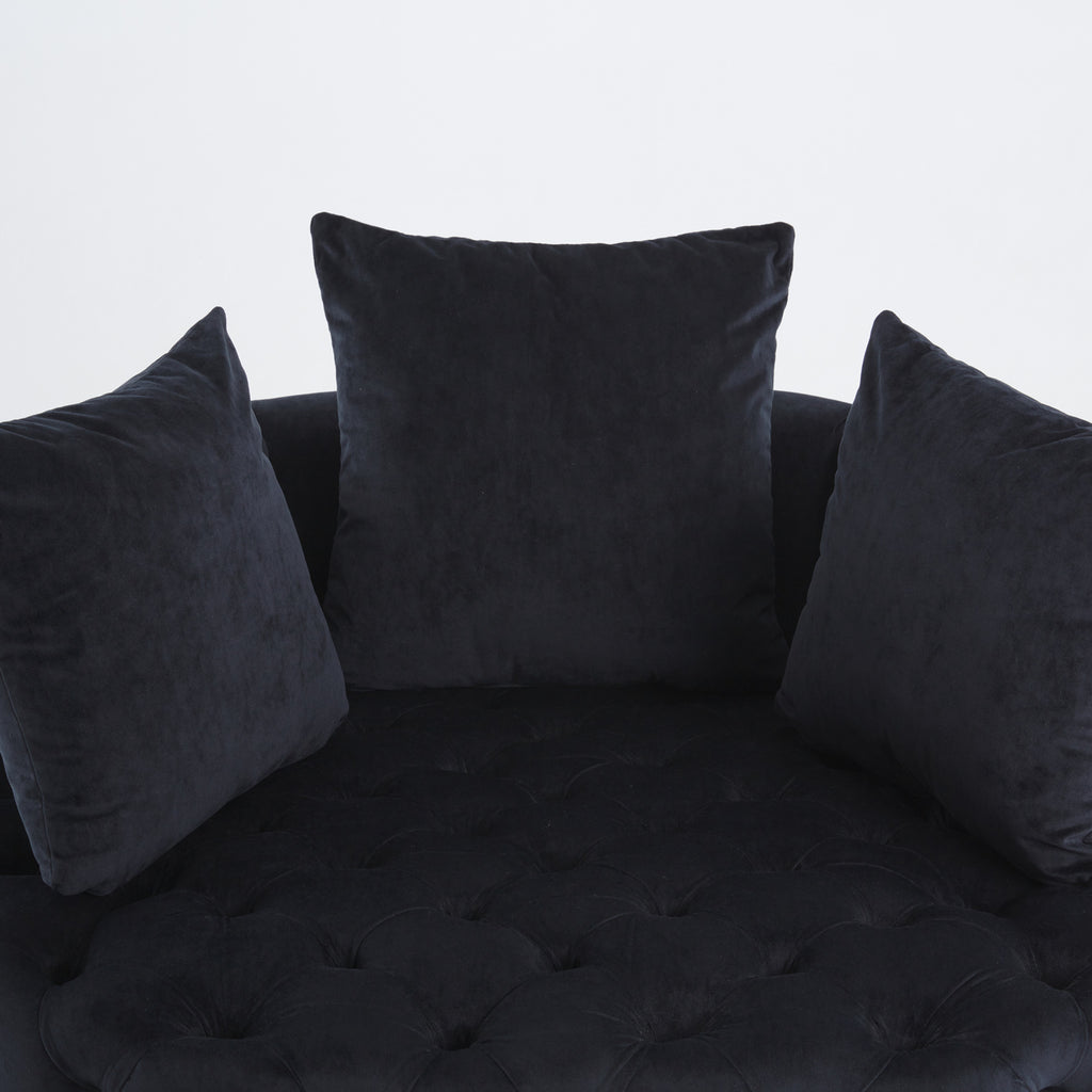 Pink or Black Modern Tufted Round Barrel Accent Chair with Pillows