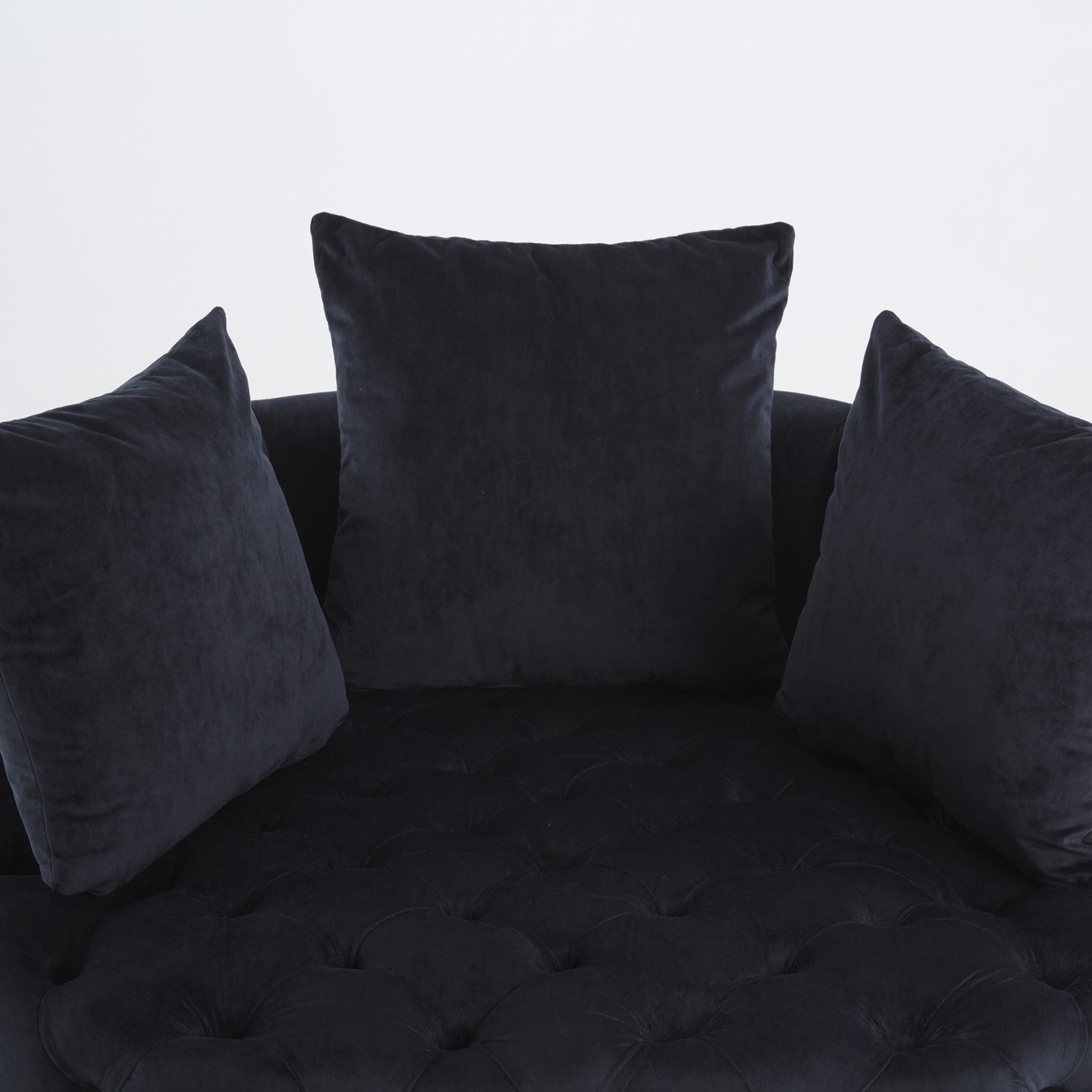 Pink or Black Modern Tufted Round Barrel Accent Chair with Pillows