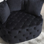 Pink or Black Modern Tufted Round Barrel Accent Chair with Pillows