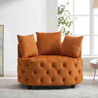 Pink or Black Modern Tufted Round Barrel Accent Chair with Pillows
