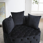 Pink or Black Modern Tufted Round Barrel Accent Chair with Pillows