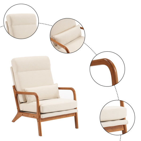 Mid-Century Modern Accent Chair with Solid Wood Frame