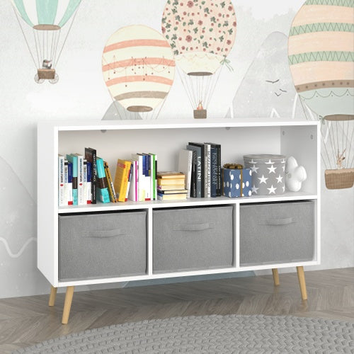 Kids Bookshelf & Toy Storage Organizer with Fabric Drawers