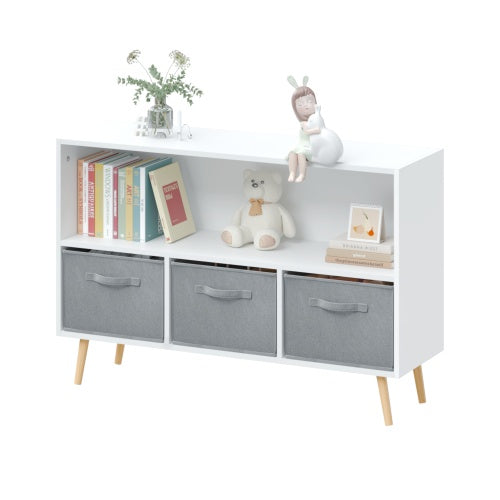 Kids Bookshelf & Toy Storage Organizer with Fabric Drawers