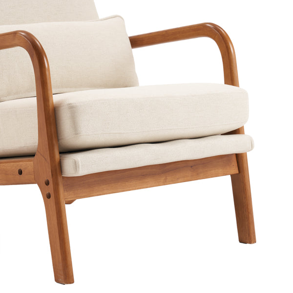 Mid-Century Modern Accent Chair with Solid Wood Frame
