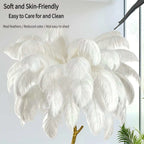 Ostrich Feather & Golden Branch Statement Lamp- White