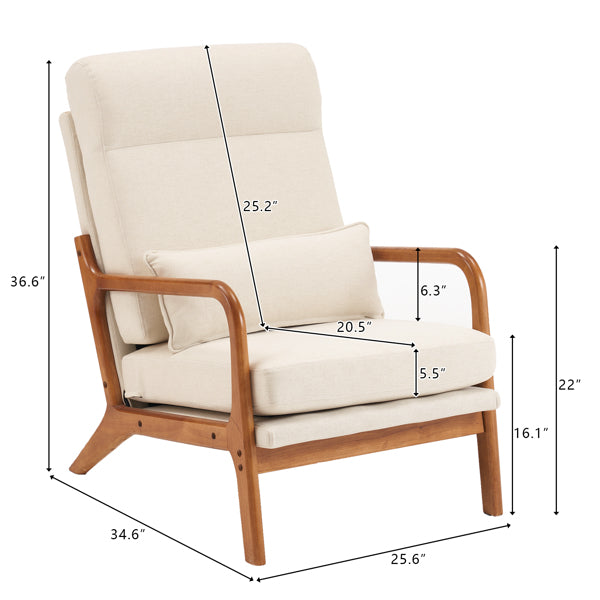 Mid-Century Modern Accent Chair with Solid Wood Frame