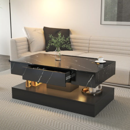 6.93" Modern LED Coffee Table with Storage Drawer