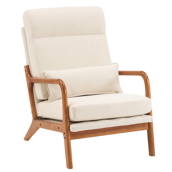 Mid-Century Modern Accent Chair with Solid Wood Frame