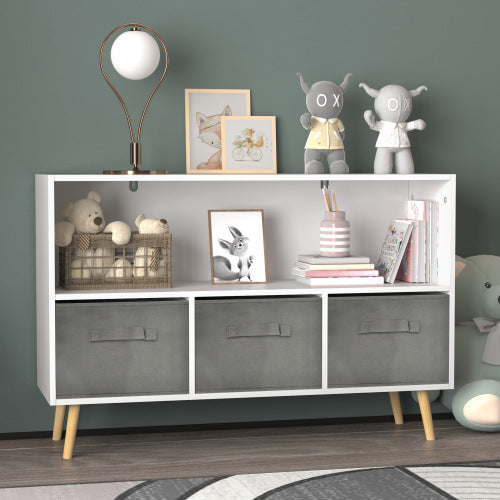 Kids Bookshelf & Toy Storage Organizer with Fabric Drawers